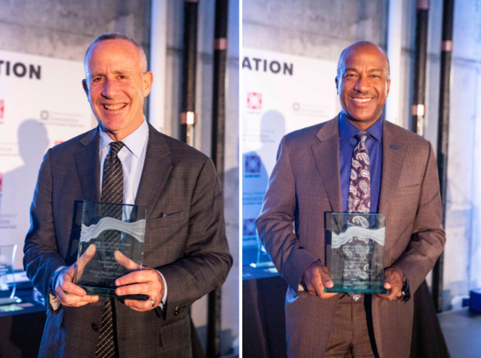 2019 Leadership Award: (Left) Mayor Darryl Steinberg, City of Sacramento (Right) Chancellor Gary May, University of California, Davis