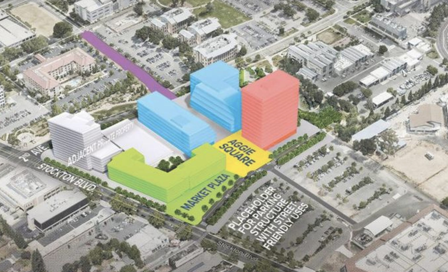 rendering of uc davis aggie suqare project