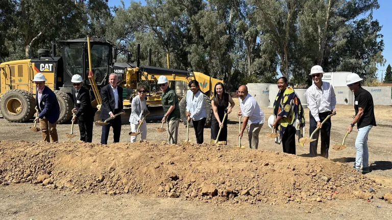 A group of people dig into the ground with shovels