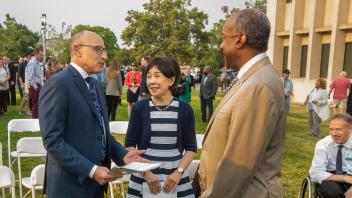 CEO of UC Davis Health and Vice Chancellor of Human Health Sciences, Davis Lubarsky, U.S. Representative Doris Matsui and Chancellor May talk about the newly announced plans to build a Rehabilitation Hospital.