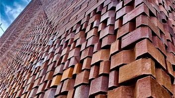 A close-up of a brick building 
