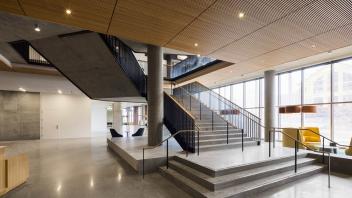 Photo of stairs taken from the bottom