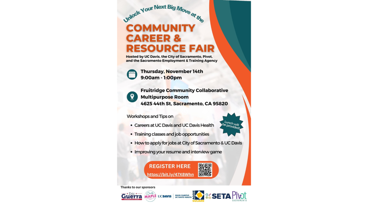 A flyer with text about a job fair