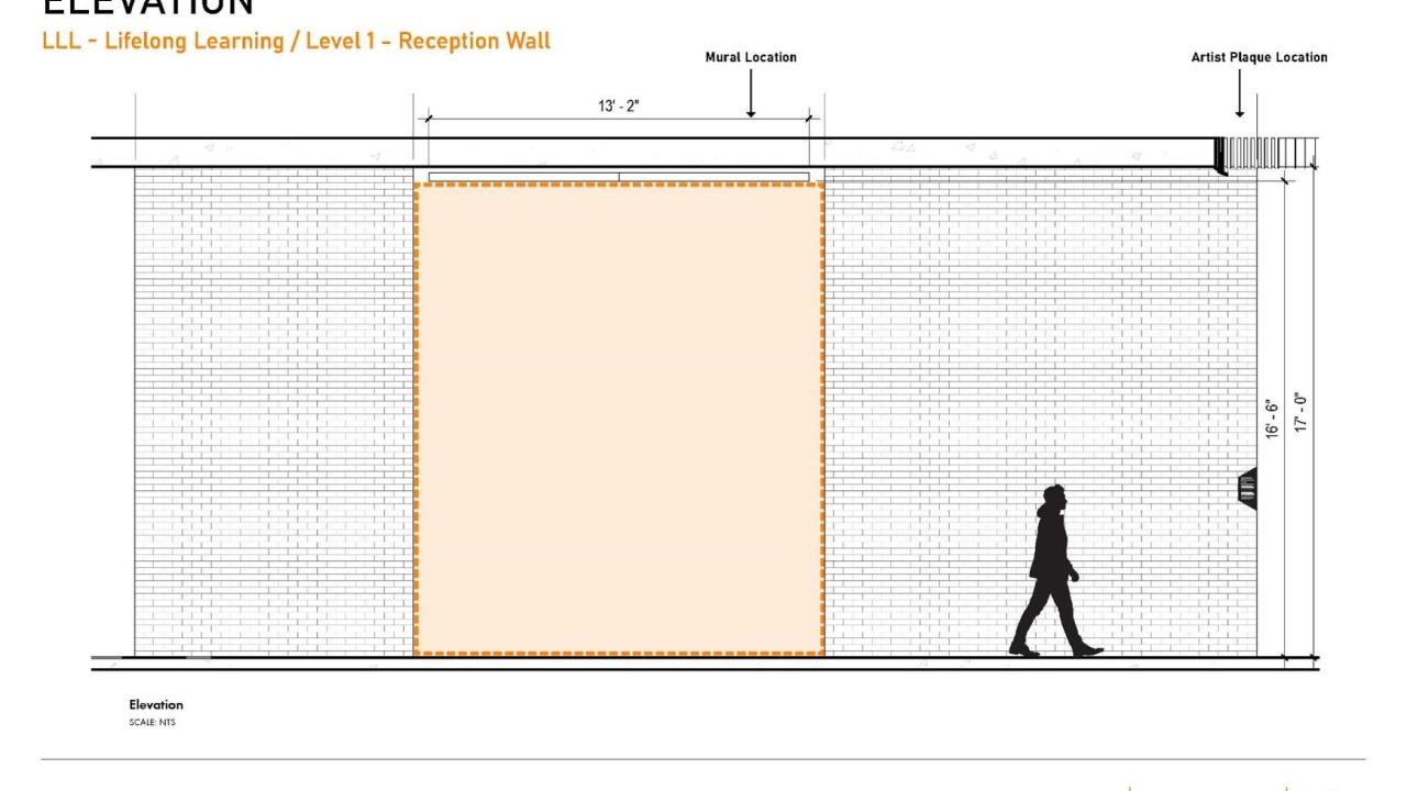 Rendering drawing of the location of an art mural