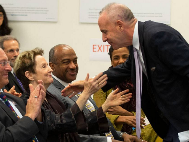 Sacramento mayor Darrell Steinberg, UC Davis Chancellor Gary May and Alice Waters at an Aggie Square event 