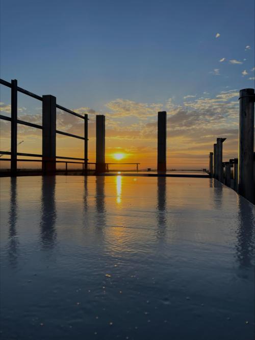 View of sunrise from top of a building