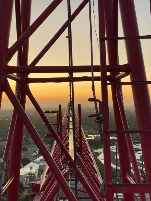 Sunrise on a construction crane