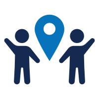 icon of figures standing next to location pin