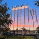 Sunrise reflected on windows of a building