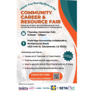 A flyer with text about a job fair